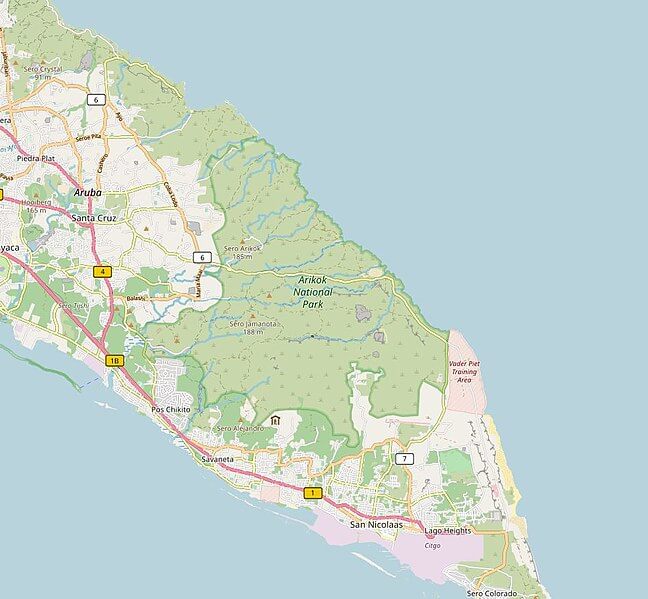 Map of Arikok National Park, Aruba