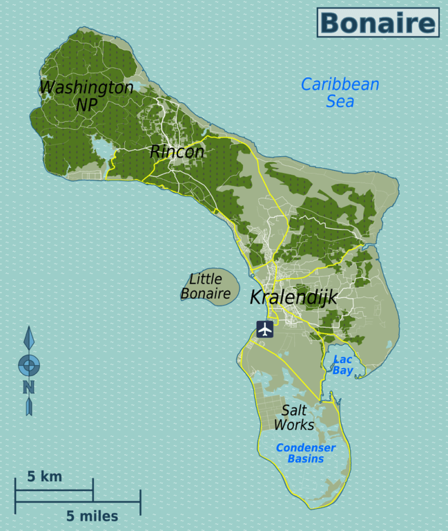 Bonaire travel map.