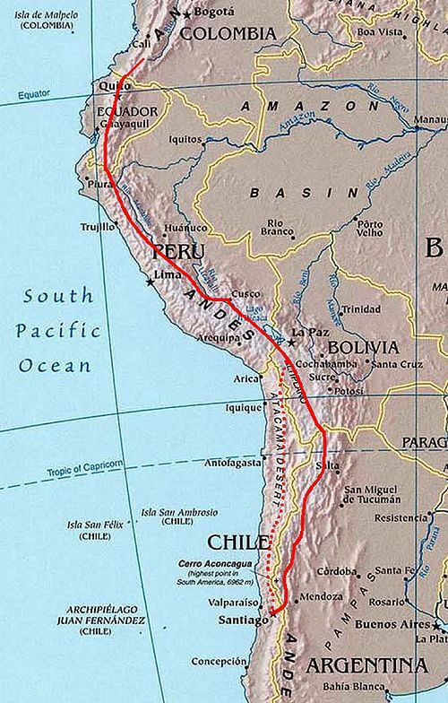 General map of the Great Inca Road.