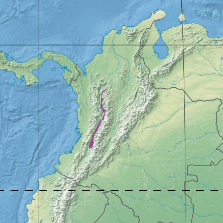 Map depicting the location of the Cauca Valley dry forests (in purple).