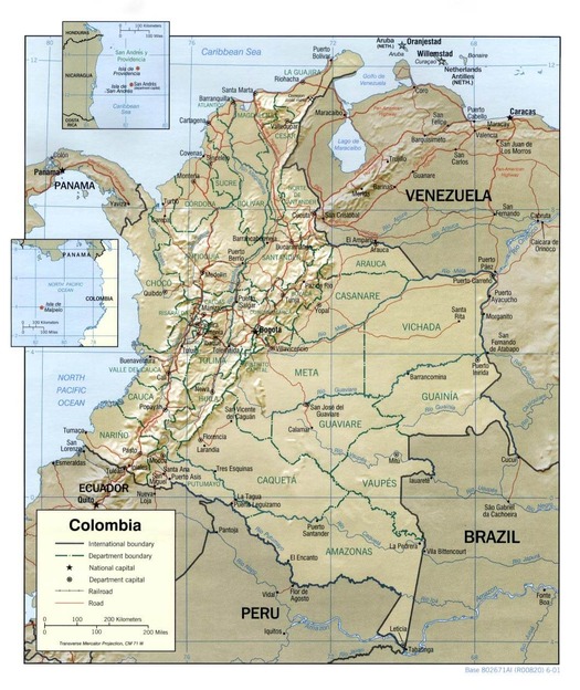 Colombia relief map