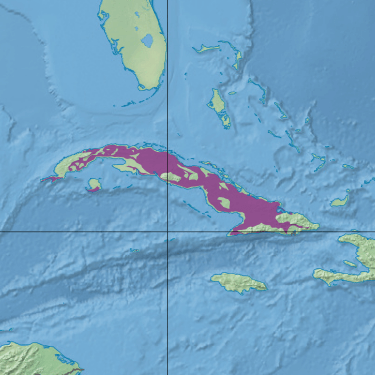 Map depicting the location of the Cuban dry Forests (in purple).