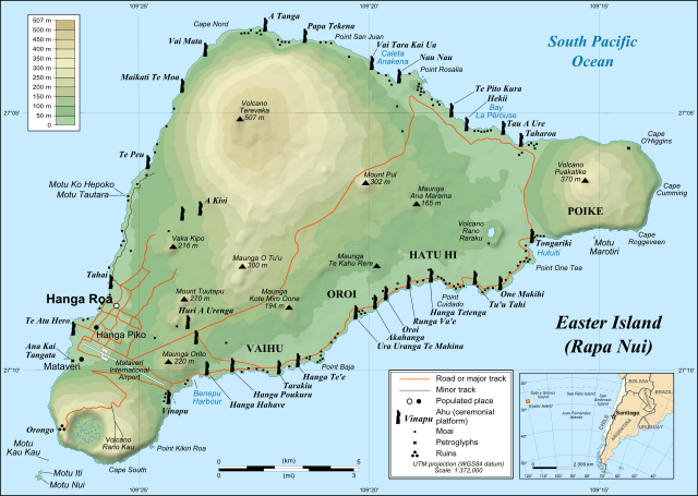 Map of Easter Island (Rapa Nui)