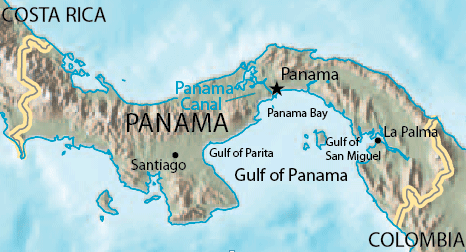 Gulf of Panama relief map
