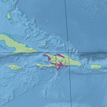 Map depicting the extent of the Hispaniola Dry Forests ecoregion