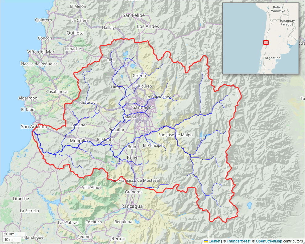 Map of the Maipo River watershed