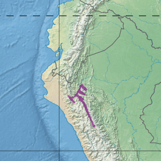 Map depicting the extent of the Marañón dry forests (in purple).