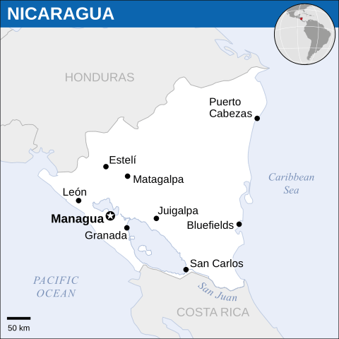 Nicaragua location map.