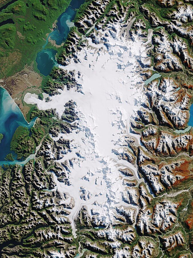 NASA satellite photo of the North Patagonia Ice Field