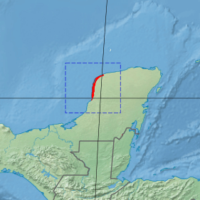 Map depicting the location of the Petenes mangroves (in purple)