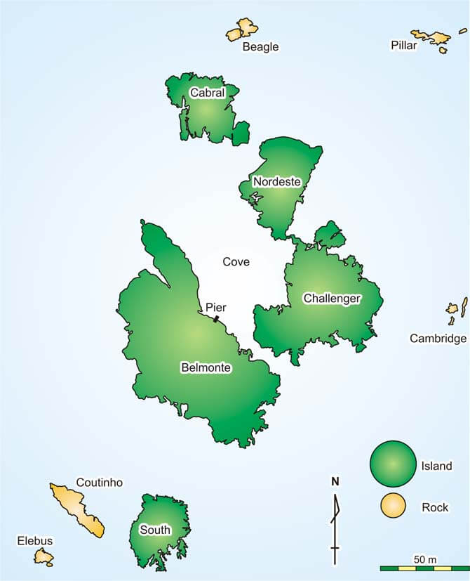 Map of Saint Peter and Saint Paul Islets.