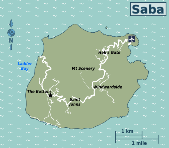 Saba travel map.