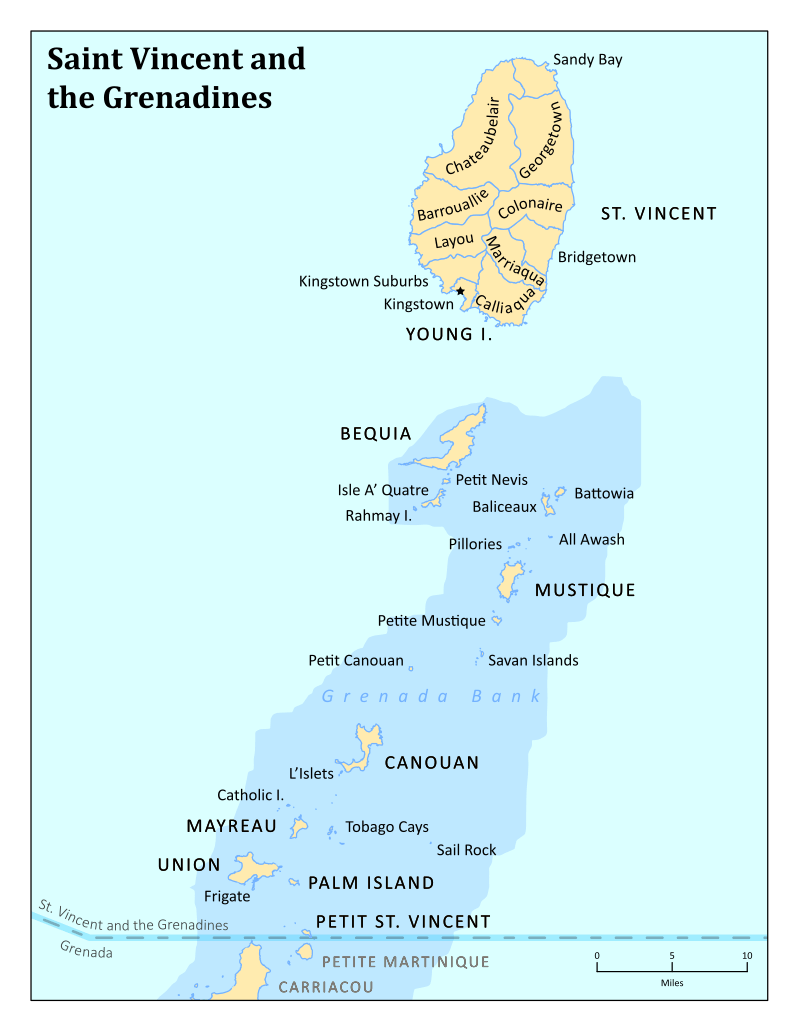 Map depicting Saint Vincent and the Grenadines.