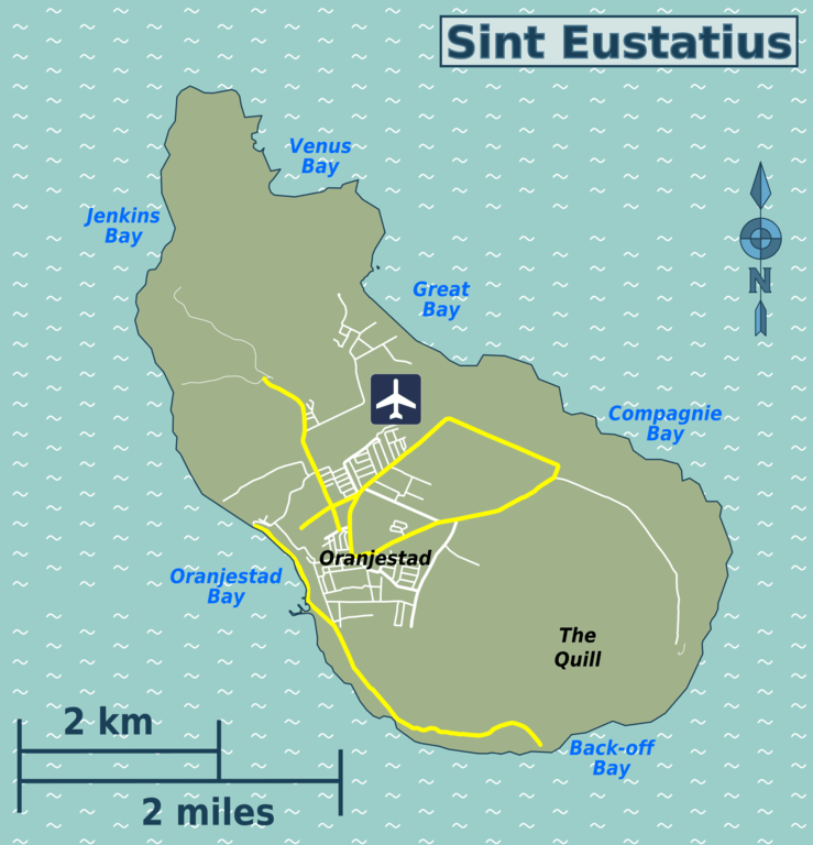 Sint Eustatius travel map.