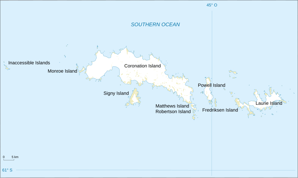 Map of South Orkney Islands.