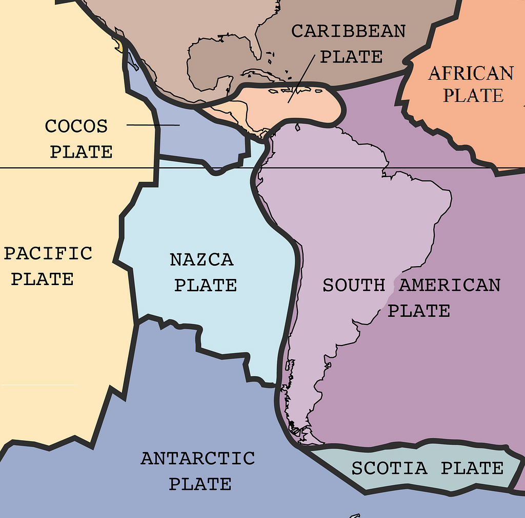 Tectonic plates map: Americas