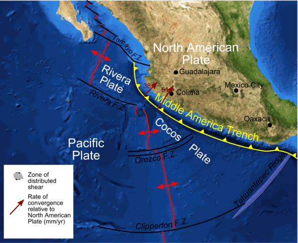 Tectonic setting of Middle American Trench