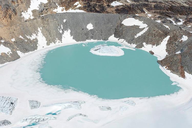 Aerial view of the Ojo del Albino Glacier, Southern Andes, Tierra del Fuego Province, Argentina