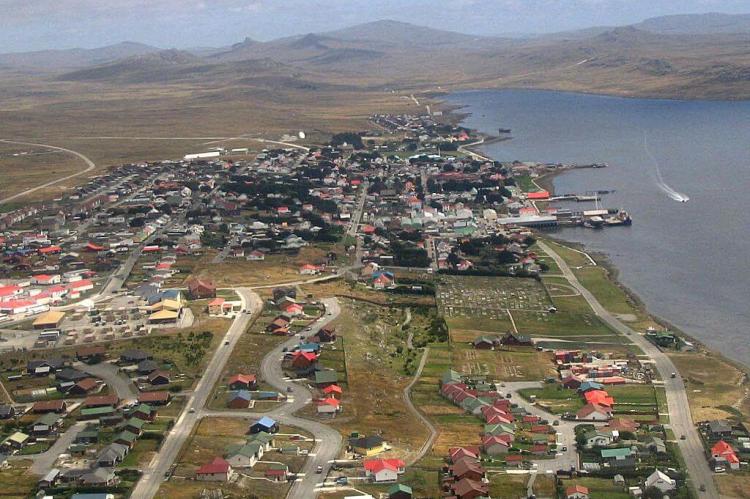 Aerial view of Stanley, Falkland Islands