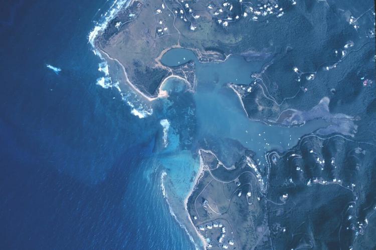 Aerial view of Salt River Bay. Croix. St. Croix, United States Virgin Islands