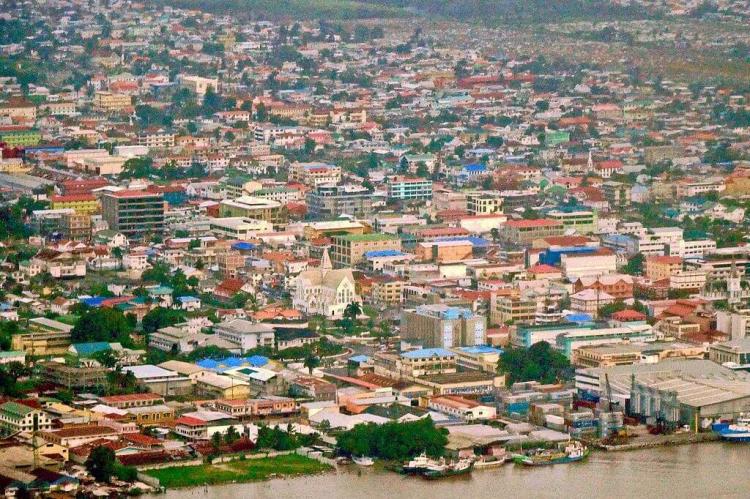 Aerial view of downtown Georgetown, Guyana 