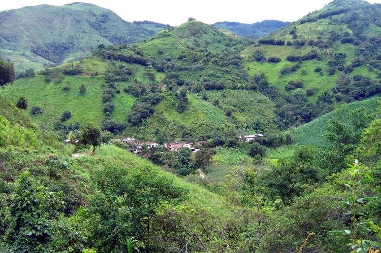 Aerial panorama of Zaruma, Ecuador