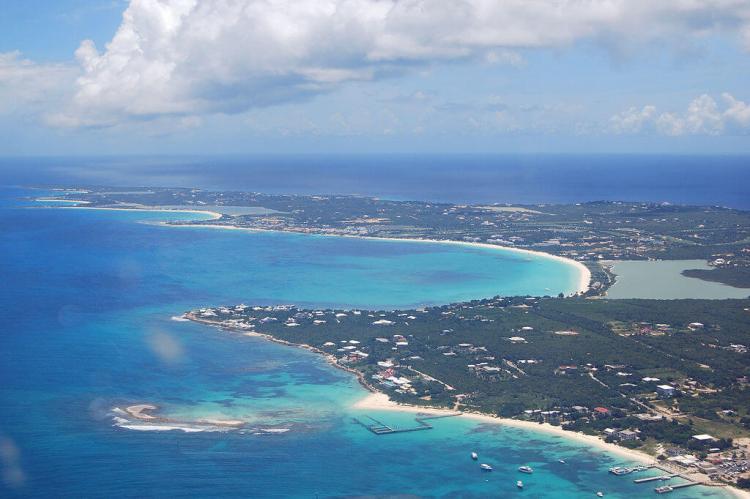 Aerial view of the western portion of the island of Anguilla