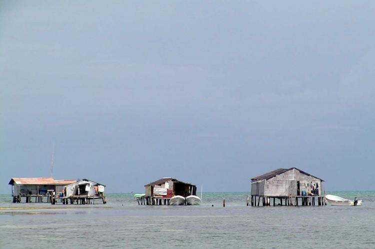 Stilt houses, Banco Chinchorro, Mexico
