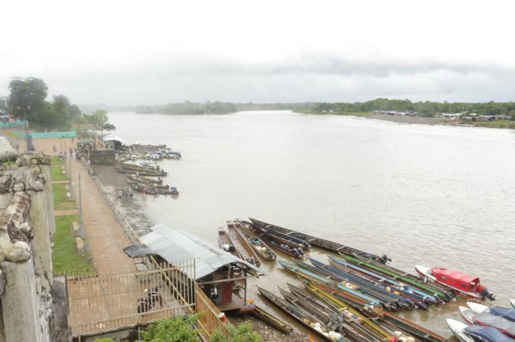 Boats on the banks of the Atrato River, Colombia