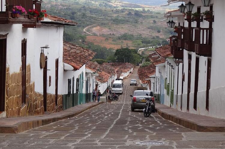 Cobblestone street in Barichara, Colombia