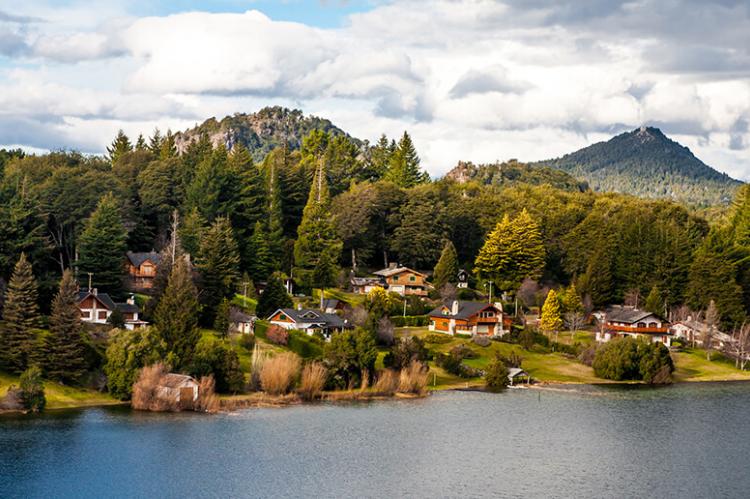 Houses along the lake in Bariloche, Argentina