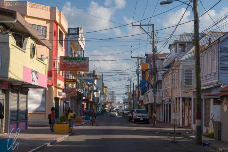 Albert Street, one of the two main streets in the center of Belize City