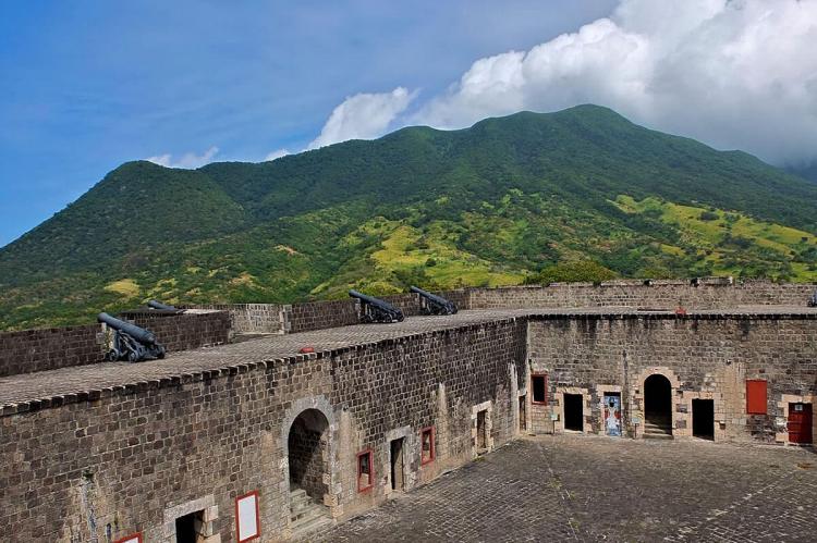 Cannon battery at the Brimstone Hill Fortress on Saint Kitts