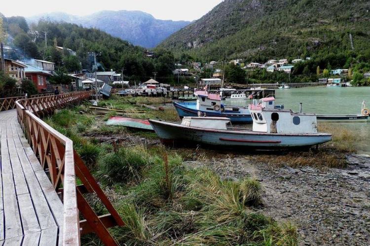 View of Caleta Tortel, Patagonia, Chile