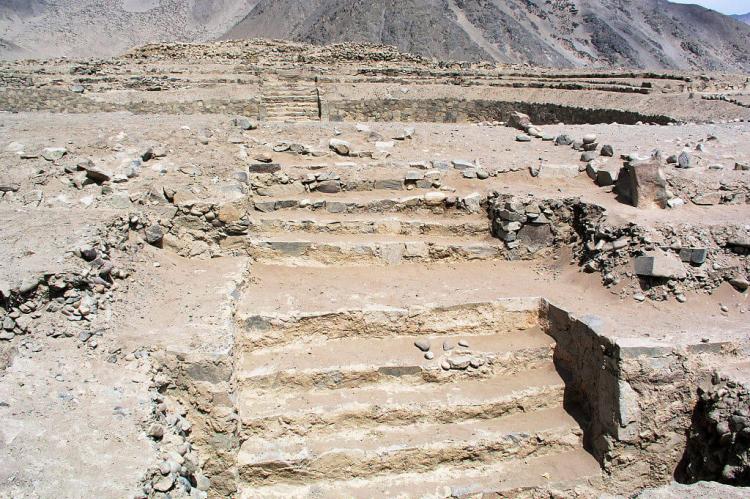 Remains of platform mound structures at Caral