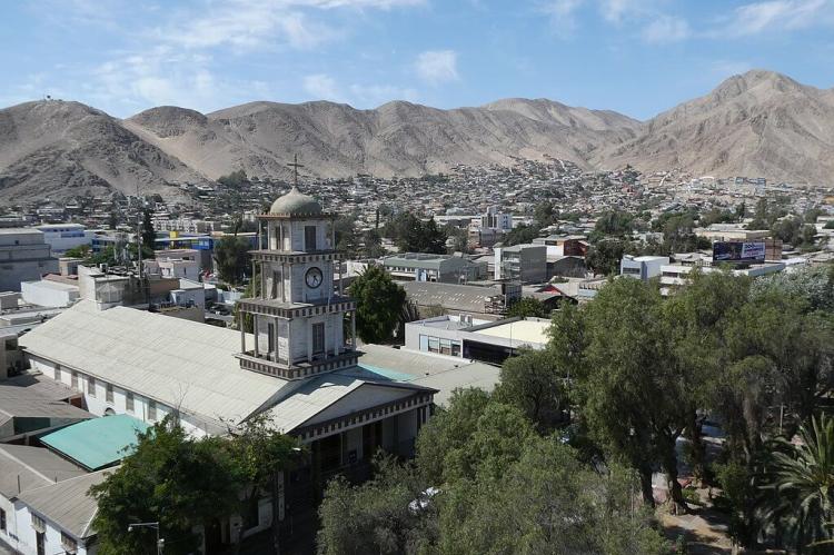 View of the cathedral and the city of Copiapó, Atacama Region, Chile