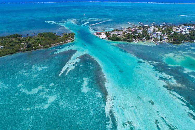 Aerial view of Caye Caulker, Belize