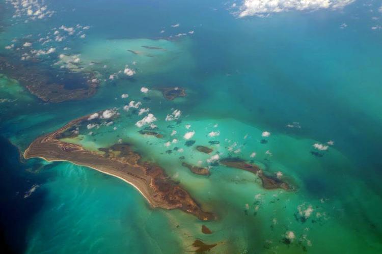 Aerial view of Cayo Rosario in the south of Cuba