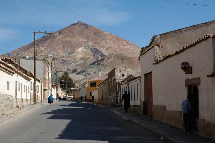 View of the Cerro Rico from Potosí street, Bolivia