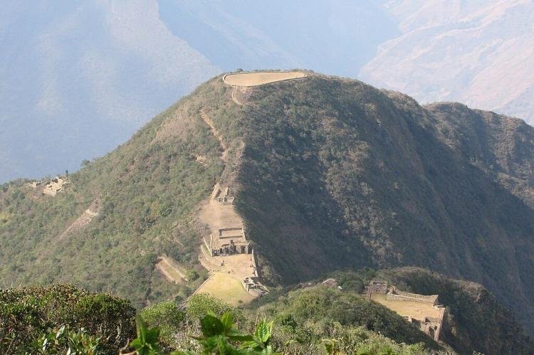 Truncated hilltop at the inca ruins of Choquequirao, Peru
