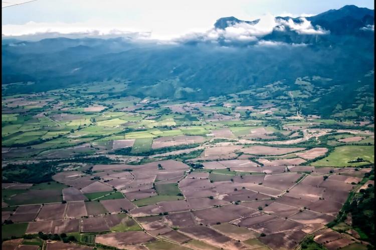 Aerial view of the Mountains and farmlands of the Coastal Plain, Mexico