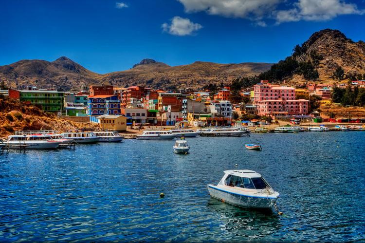 Town of Copacabana on the shore of Lake Titicaca, Bolivia