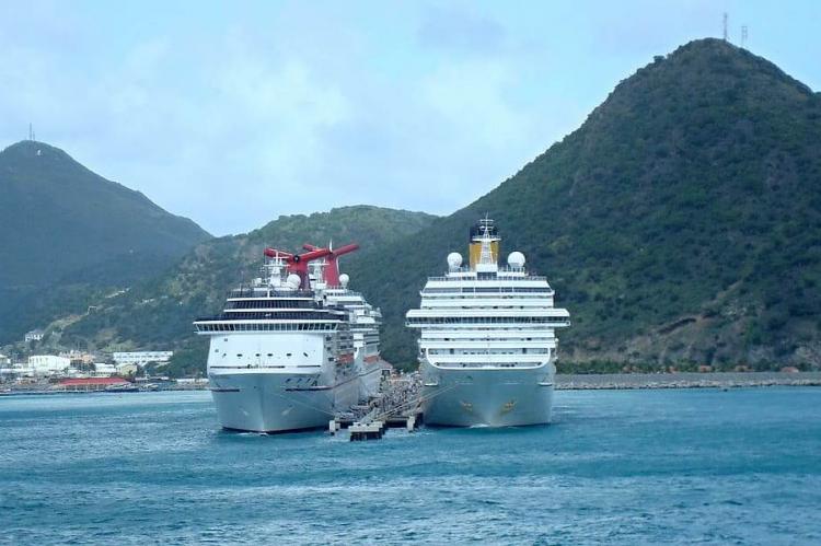 Cruise ships docked off St. Maarten