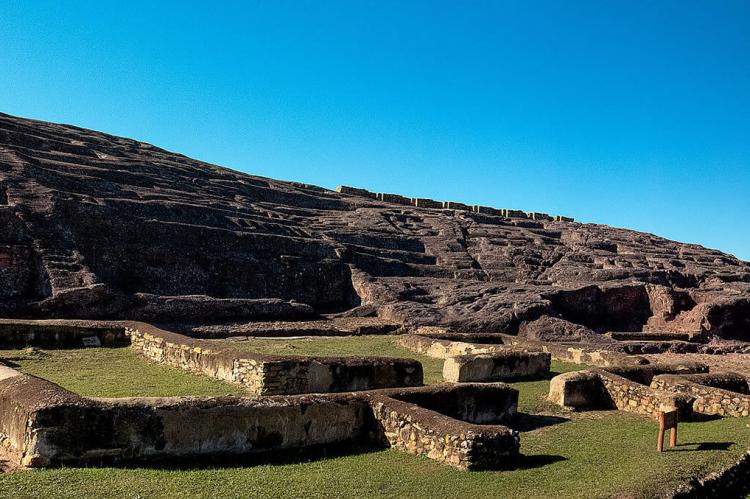 Lateral view of El Fuerte de Samaipata in Santa Cruz, Bolivia 