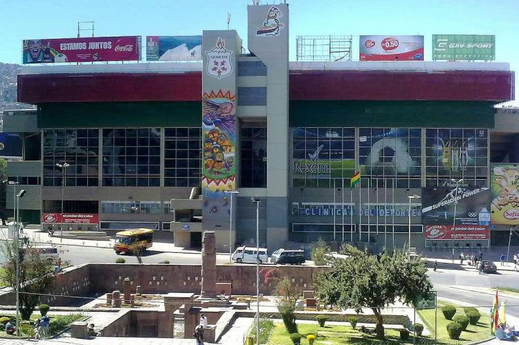 Estadio Hernando Siles with Tiwanaku Square in front, La Paz, Bolivia
