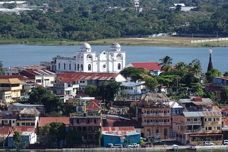 Flores Waterfront from Tayazal Lookout, Peten, Guatemala