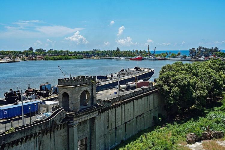Ozama River and Trujillos's fortress wall at Santo Domingo Fortress, Colonial City, Santo Domingo, Dominican Republic
