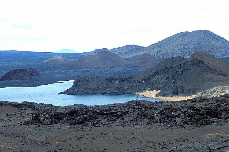 View of Galapagos volcano, lava, on Bartolome and Santiago Islands, Ecuador