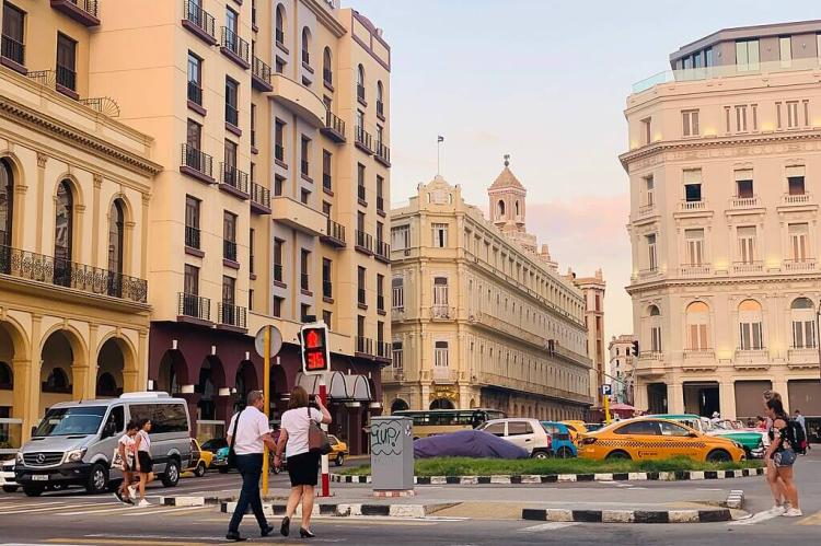 Buildings along city street, Havana, Cuba