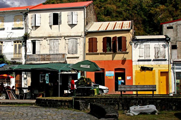 Houses along street in Saint-Pierre, Martinique